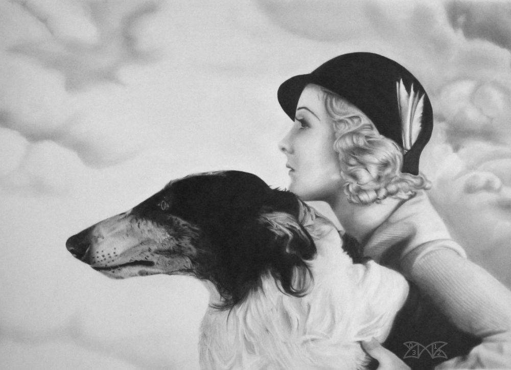 Lady and her barzoi by cloudmilk