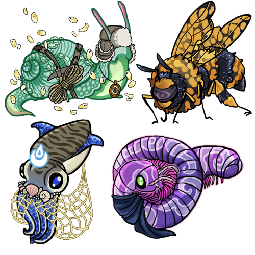 examples_snail_squid_bee_mili_by_cenobitesquid-d9vdlhy.png