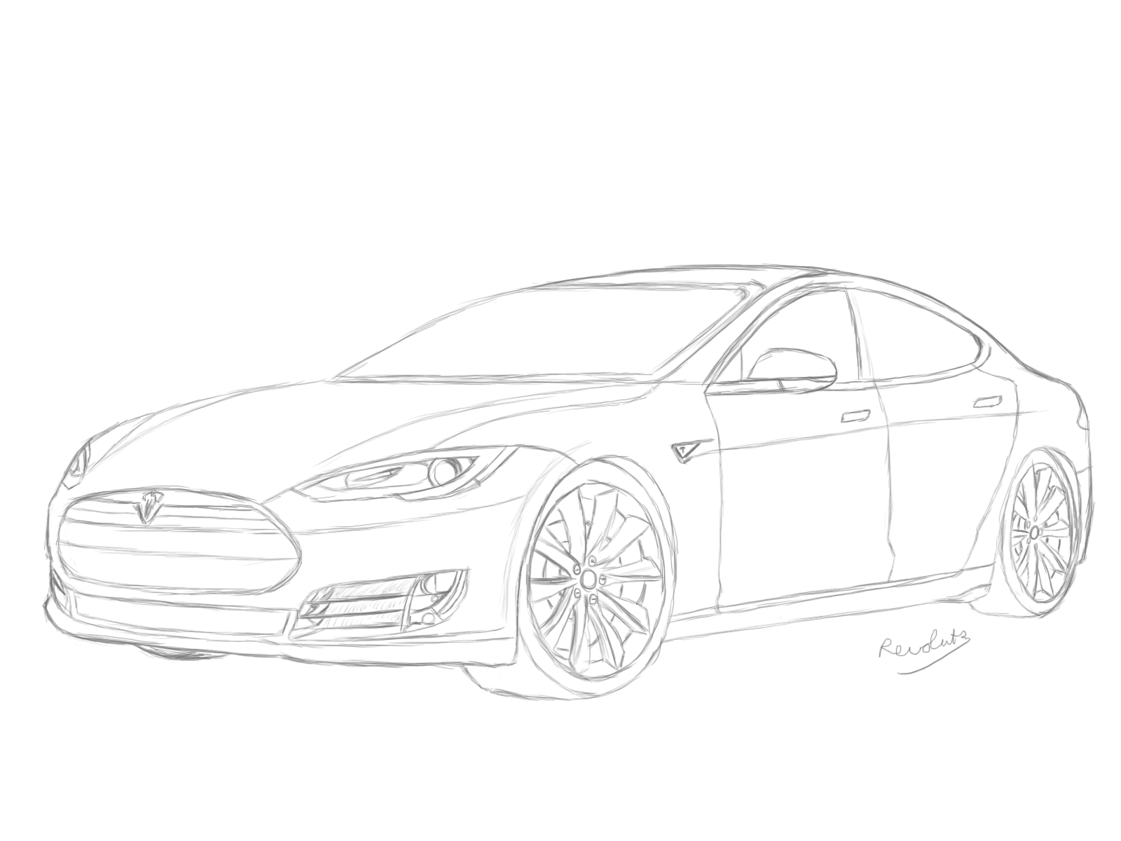 Tesla Model S Drawing